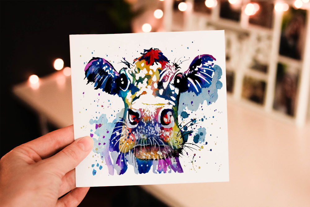 Cow Birthday Card, Friend Birthday Card, Cow Card for Birthday, - Click Image to Close